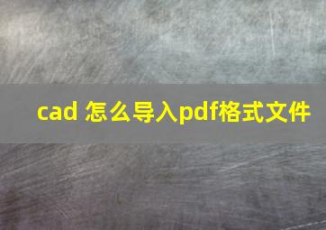 cad 怎么导入pdf格式文件